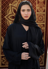 Hijabi.Pk BLACK FRONT-OPEN ABAYA- Signature